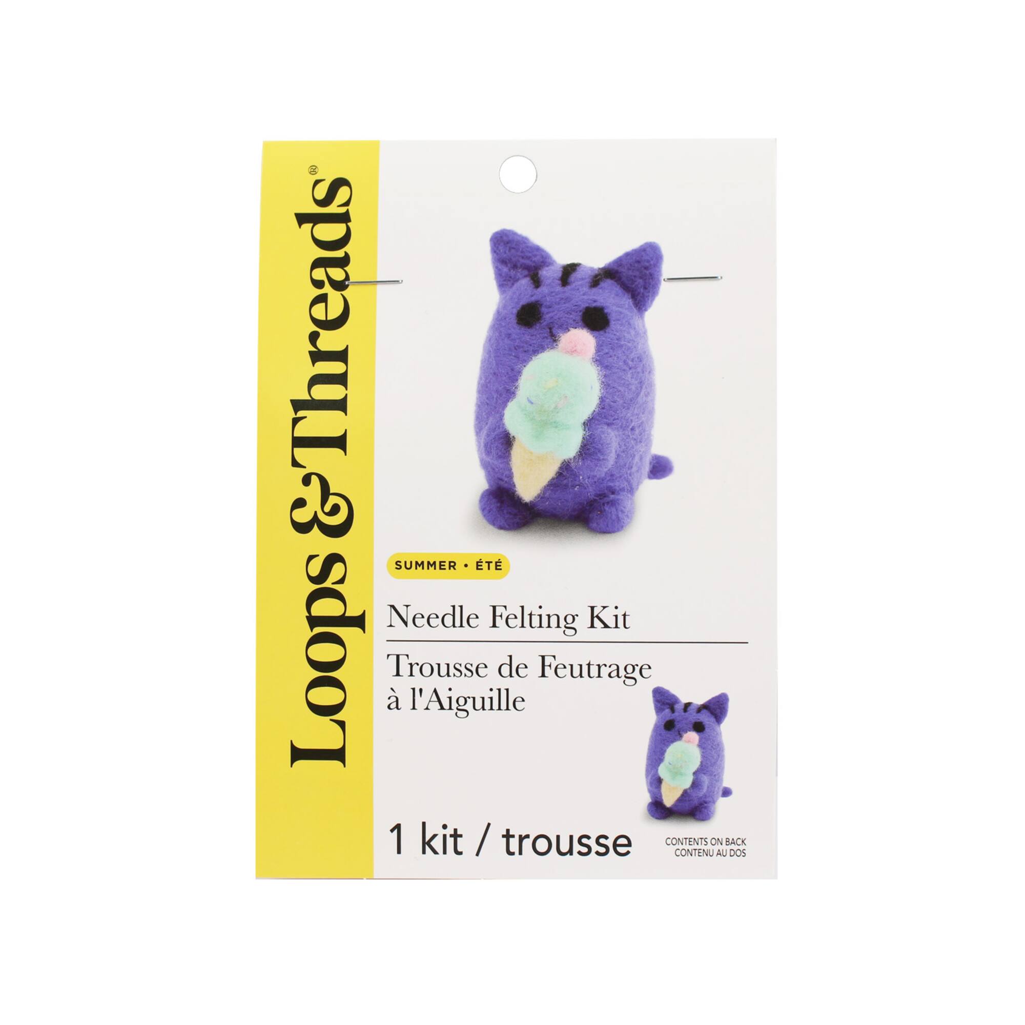 Blue Kitty with Ice Cream Needle Felting Kit by Loops & Threads®